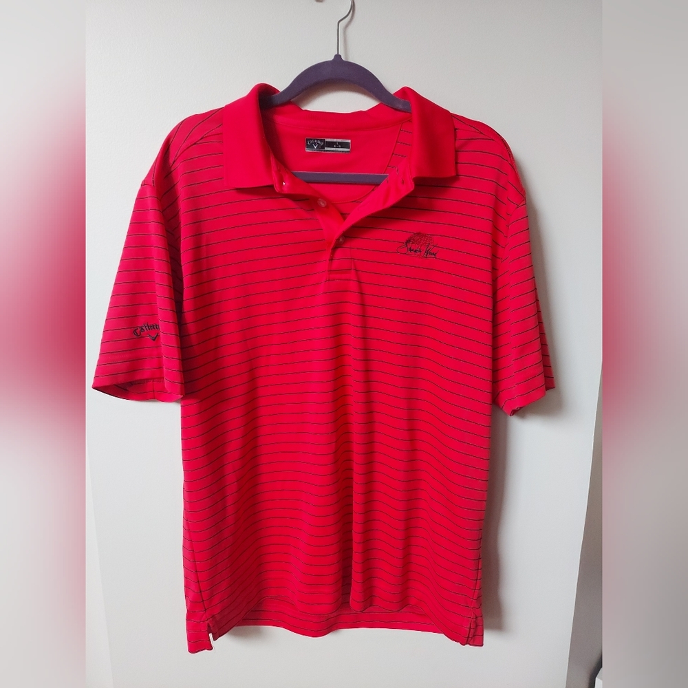 Callaway Golf Short Sleeve Mens Polo Shirt Size Large RED shadow wood